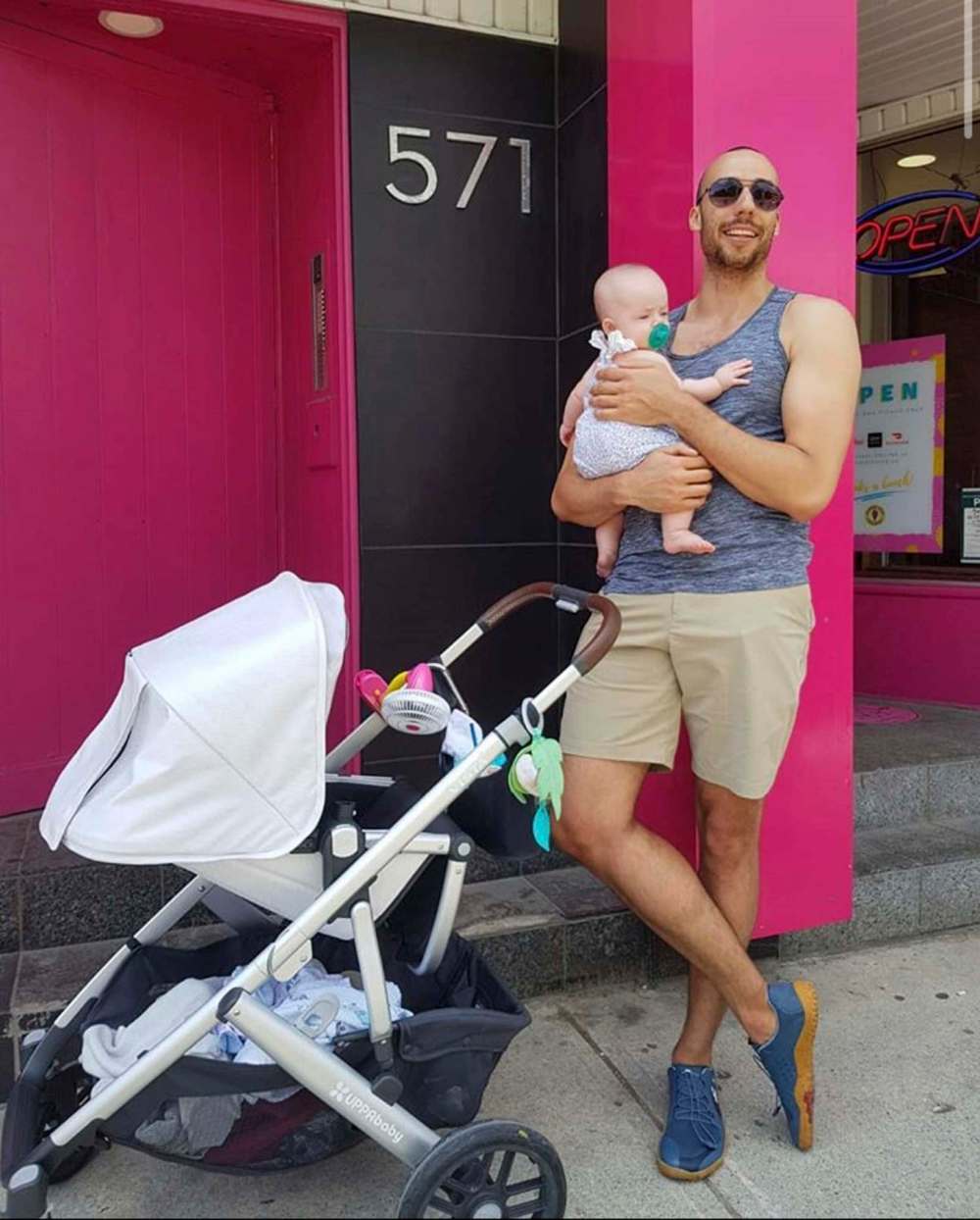 supplied
Duff in dad mode with his daughter Delphine.