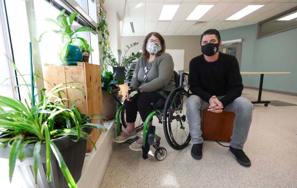 RUTH BONNEVILLE / WINNIPEG FREE PRESS
Patrick Stewart, right, is a consultant with the Independent Living Resource Centre. He called the proposed changes positive and long overdue.