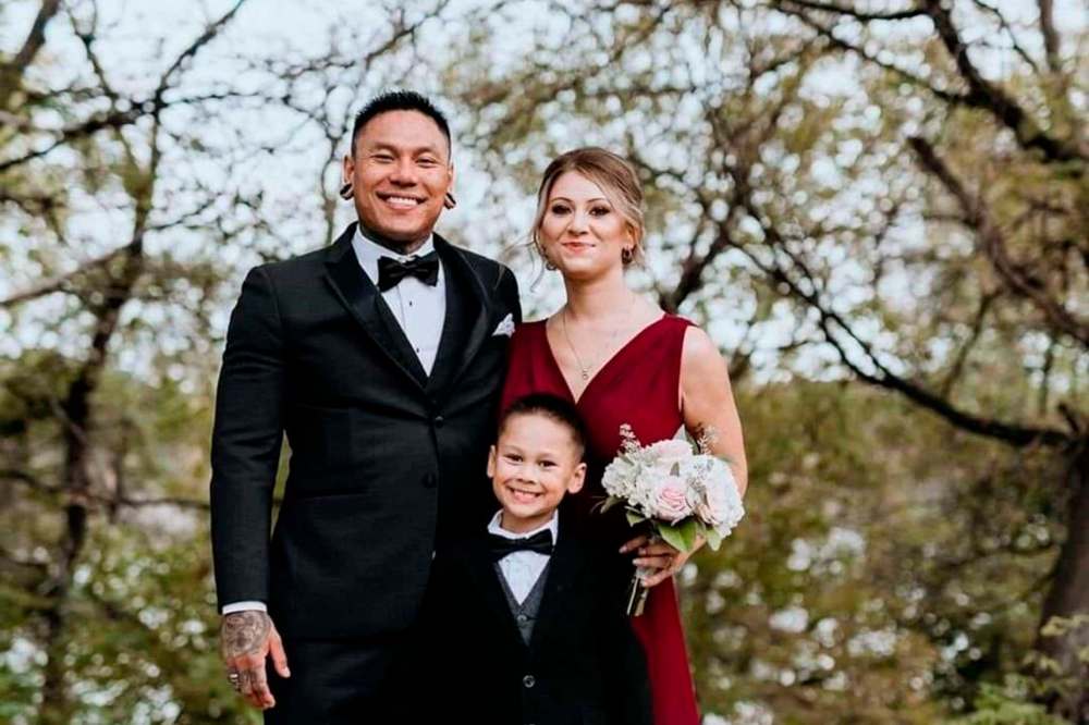 GOFUNDME
Ricardo Hibi with his fiancée and six-year-old son.