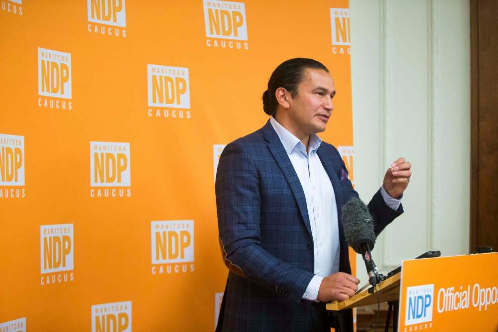 MIKAELA MACKENZIE / WINNIPEG FREE PRESS
NDP Leader Wab Kinew unveiled his party's