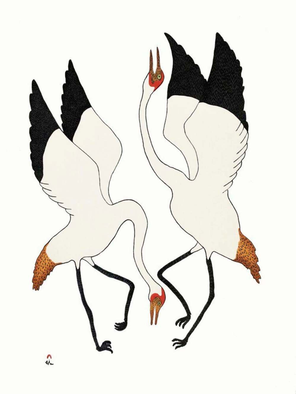 Supplied
Quvianaqtuk Pudlat’s stonecut of Dancing Cranes, part of the 2020 Cape Dorset Annual Print Collection.