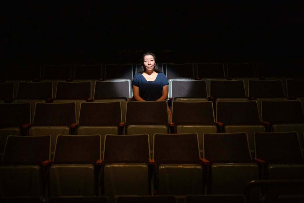 JOEY SENFT PHOTO
Tracey Nepinak delivers a message of perseverance and hope in the one-woman play Katharsis, shot inside an empty Prairie Theatre Exchange.