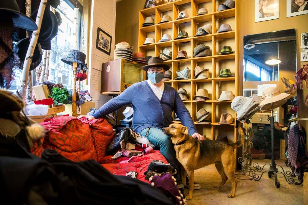 MIKAELA MACKENZIE / WINNIPEG FREE PRESS
Luke Nolan, owner of Haberdashery, had his products on goodlocal.ca. The site had to halt all orders because they couldn't keep up with the demand.