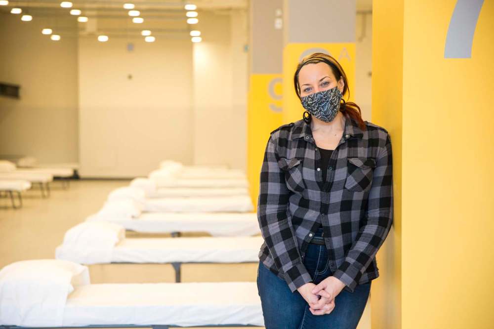 MIKAELA MACKENZIE / WINNIPEG FREE PRESS Adrienne Dudek, director of supportive and transitional housing, poses for a portrait at the Main Street Project's newly renovated shelter and day drop in space, which will be opening up on Tuesday, at 637 Main Street in Winnipeg on Monday, Dec. 14, 2020.