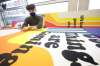 photos by RUTH BONNEVILLE / WINNIPEG FREE PRESS
Maples Collegiate student Brody McQueen has worked on various wall panels intended to spread hopeful, uplifting messages that aren’t ‘toxic positivity.’