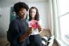 MIKE SUDOMA / WINNIPEG FREE PRESS
Winnipeg couple Meghan Malcolm (right) and Alice Charles show off a valentine Meghan&rsquo;s five-year-old daughter made them.