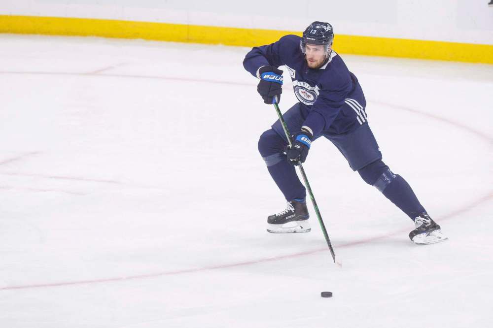 MIKE DEAL / WINNIPEG FREE PRESS
Dubois will start on a line with Kyle Connor and Trevor Lewis.