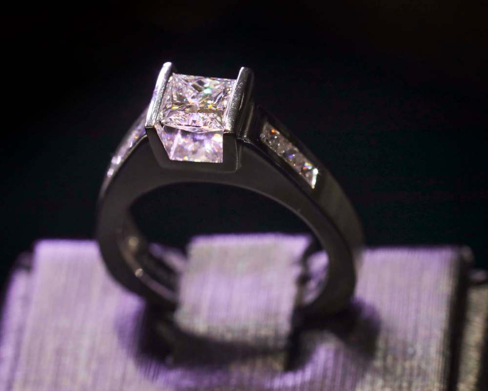 If you've got a few bucks to spare, this diamond engagement ring can be yours for $12,000 at Nemeth Diamonds. (Ruth Bonneville / Winnipeg Free Press)