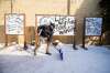 MIKE SUDOMA / WINNIPEG FREE PRESS
Jamie Hilland of the Ruby West coffee shop on Westminster cleans snow off of the spot where the café’s temporary patio sat last year.