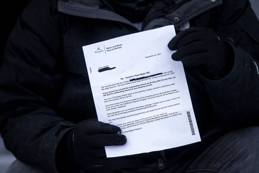 MIKAELA MACKENZIE / WINNIPEG FREE PRESS
Kippen's letter from the city of Winnipeg stating he's facing an added charge of $1,761.14 on his next property tax bill for water fees unpaid by a tenant.