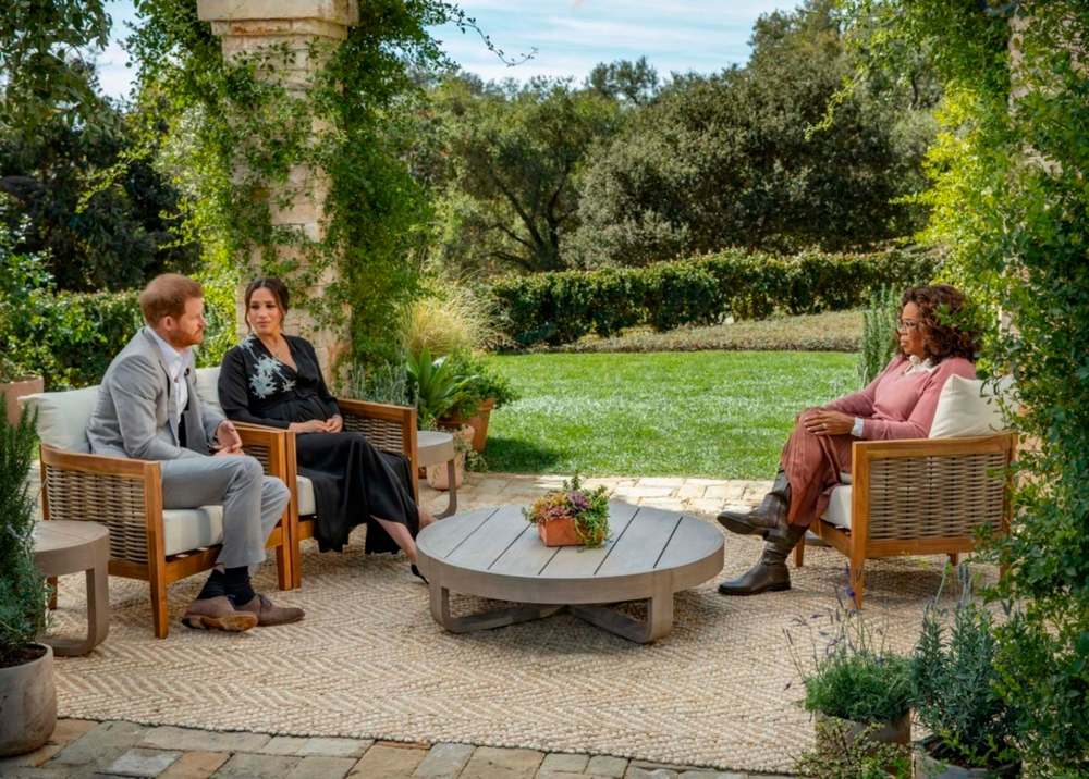 Joe Pugliese / Harpo Productions
Prince Harry and Meghan Markle sit for an interview with Oprah Winfrey.