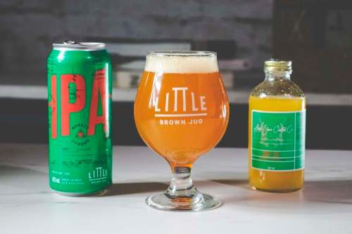 Angel&rsquo;s Share Cocktail CO.
Little Brown Jug&rsquo;s Belgian IPA is combined with Angel&rsquo;s Share&rsquo;s Hoppin&rsquo; Hives concoction to make an ‘easy-drinking&rsquo; beertail.