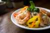 MIKAELA MACKENZIE / WINNIPEG FREE PRESS
Hebel says first, she learns the right way to cook a classic, and then experiments. For her Pasta Aglio e Olio with Gamberi, she added peppers and shrimp.