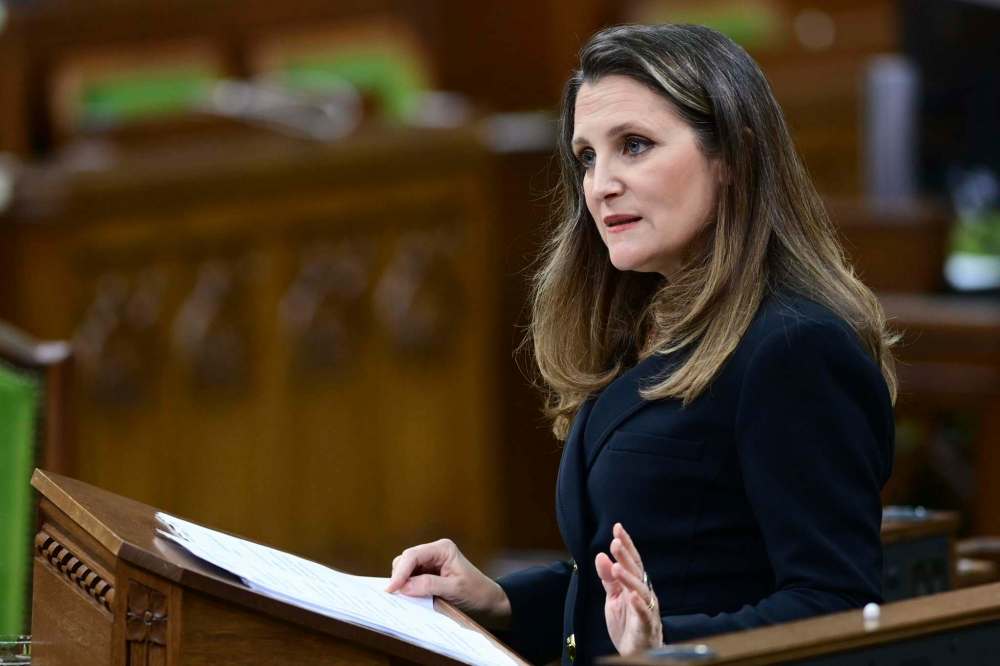 Sean Kilpatrick / THE CANADIAN PRESS
Finance Minister Chrystia Freeland delivers the federal budget in the House of Commons in Ottawa on Monday.