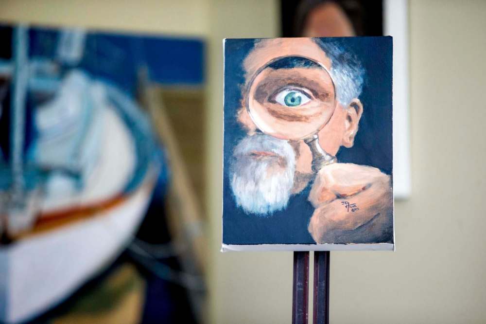 MIKAELA MACKENZIE / WINNIPEG FREE PRESS
One of JD Hawk's oil paintings, which is now for sale as an NFT, at his home studio area in Winnipeg on Tuesday, April 20, 2021. For Joel Schlesinger story.Winnipeg Free Press 2020.