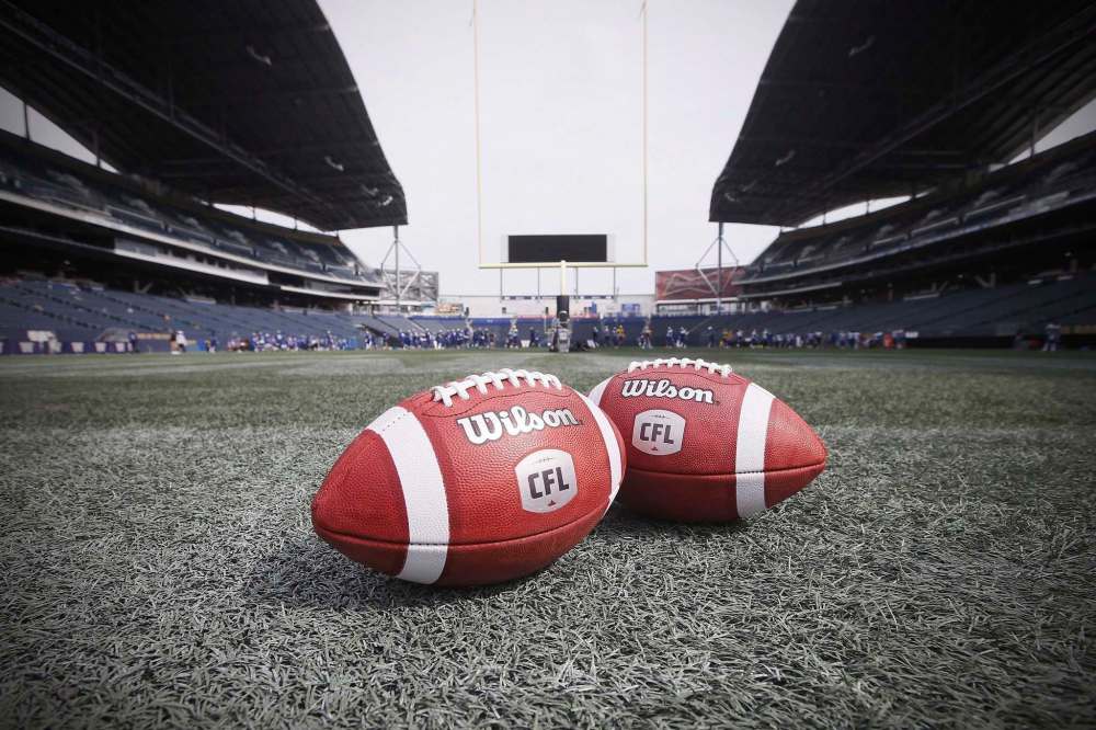 New CFL balls are photographed at the Winnipeg Blue Bombers stadium in Winnipeg Thursday, May 24, 2018. The CFL cancelled the '20 campaign Monday after its quest for a $30-million, interest-free loan from Ottawa fell through. The league had sought the federal assistance to stage an abbreviated season. THE CANADIAN PRESS/John Woods