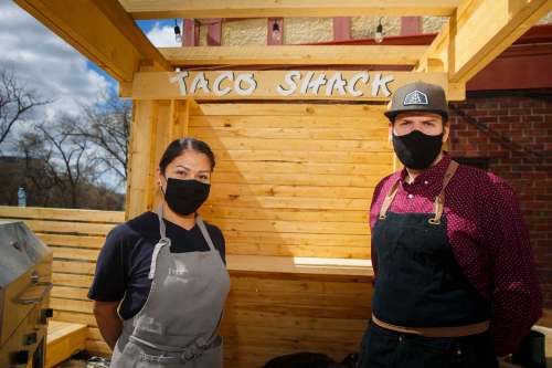 MIKE DEAL / WINNIPEG FREE PRESS<
Head chef Keith Csabak (right) and Gina Navarro, creative consultant and cook, are making every day Taco Tuesday at the Beer Cantina.