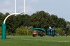 New York Jets personnel clear practice equipment after practice was canceled at the NFL football team's training camp in Florham Park, N.J., Thursday, Aug. 27, 2020. The New York Jets canceled their practice in an apparent response to the shooting of Jacob Blake, a Black man, in Wisconsin. The Jets provided no immediate details on their decision to not practice. (AP Photo/Adam Hunger)