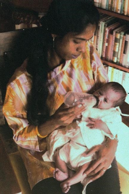 In this undated photo provided by the Kamala Harris campaign in April 2019, Shyamala Gopalan Harris, 25, holds her baby, Kamala. (Kamala Harris campaign via AP)