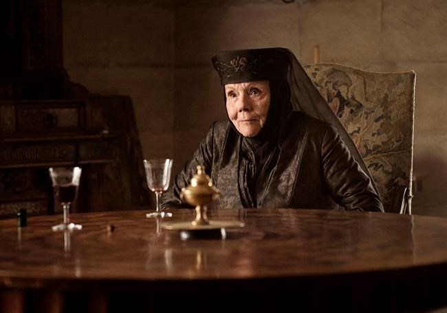 This image released by HBO shows Diana Rigg as Olenna Tyrell in a scene from