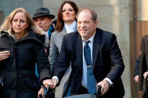 Harvey Weinstein leaves the courthouse during jury deliberations in his rape trial, Friday, Feb. 21, 2020, in New York. ( (AP Photo/Mary Altaffer)