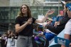 Penny Oleksiak greets fans at a We Day event in Toronto on Thursday, September 20, 2018. Oleksiak spends her mornings riding a stationary bike on her Toronto apartment's balcony and lifting weights in her living room. The winner of four swimming medals, including gold, at the 2016 Rio Olympics was prepping for this summer's Tokyo Games now postponed until next year. THE CANADIAN PRESS/Christopher Katsarov
