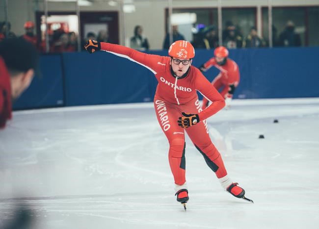 Jackson Tomlinson, shown in a handout photo, was inspired to take up speedskating watching Charles Hamelin compete at the 2010 Vancouver Olympics. A decade later and Tomlinson, 18, has won a handful of Special Olympics medals at the provincial and national levels but, more importantly, gained confidence he can carry into his every day life. THE CANADIAN PRESS/HO-Special Olympics Canada MANDATORY CREDIT