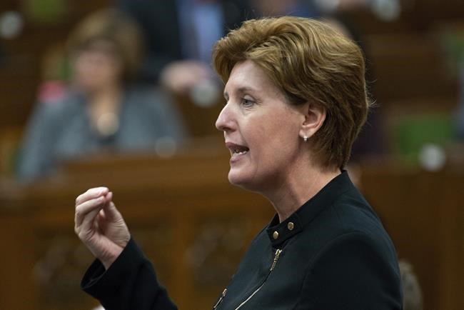 Agriculture Minister Marie-Claude Bibeau responds to a question during Question Period in the House of Commons, Monday April 29, 2019 in Ottawa. Bibeau is not worried about food shortages overall but acknowledging really challenges in the industry. THE CANADIAN PRESS/Adrian Wyld