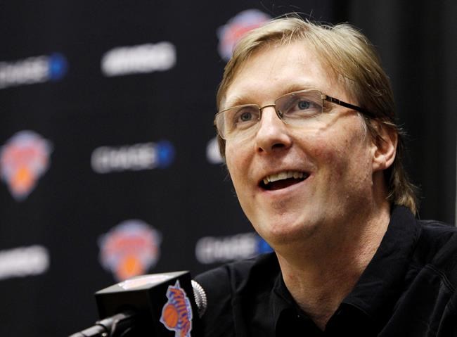 New York Knicks senior vice president for basketball operations and interim general manager Glen Grunwald speaks at a press conference during the team's NBA basketball media day at the training facility in Greenburgh, N.Y., Monday, Dec. 12, 2011.Grunwald was at Raptors coach Nick Nurse's foundation gala dinner on March 11 when the sports world began unravelling. THE CANADIAN PRESS/AP Photo/Kathy Willens