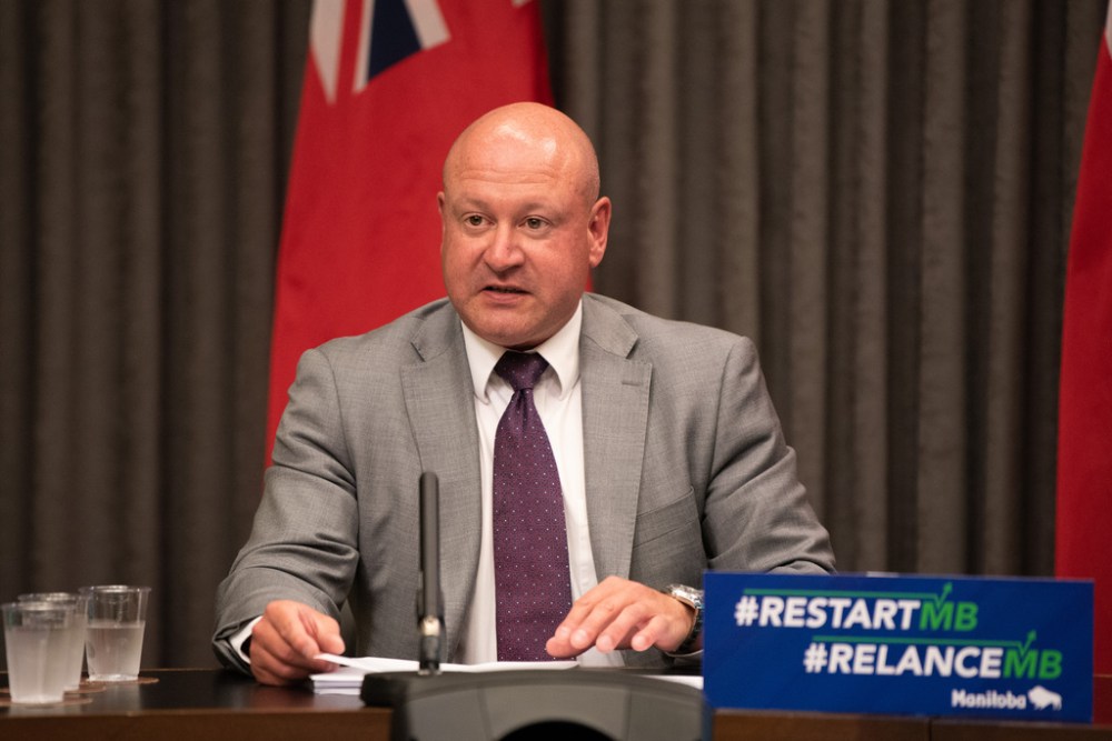 JESSE BOILY  / WINNIPEG FREE PRESS
Dr. Brent Roussin speaks to media giving a COVID-19 update at the Legislative building on Wednesday.