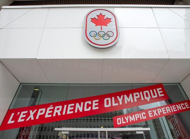 The front of Canada House is seen Monday, March 23, 2020 in Montreal. The Canadian Olympic Committee announced Canadian athletes will not compete at Tokyo 2020 Games due to COVID-19 risks.THE CANADIAN PRESS/Ryan Remiorz
