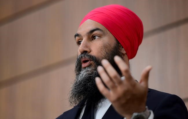 NDP Leader Jagmeet Singh speaks during a press conference on Parliament Hill during the COVID-19 pandemic in Ottawa on Wednesday, May 20, 2020. THE CANADIAN PRESS/Sean Kilpatrick