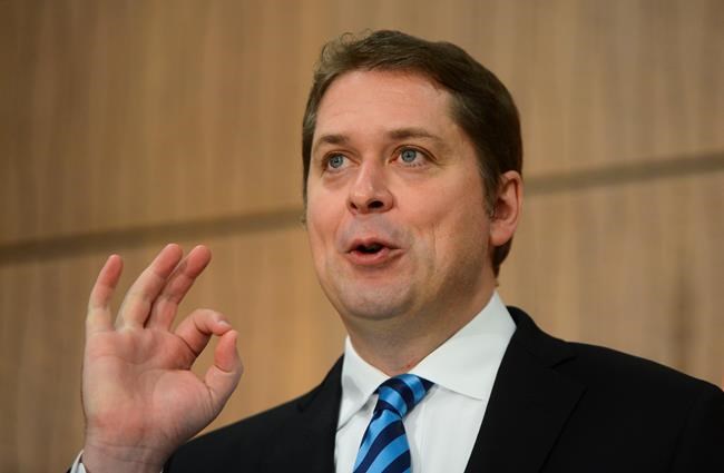 Conservative leader Andrew Scheer holds a press conference on Parliament Hill during the COVID-19 pandemic in Ottawa on Monday, June 8, 2020. Scheer says defunding the RCMP because of allegations of racism and brutality won't make Canadians any safer. THE CANADIAN PRESS/Sean Kilpatrick