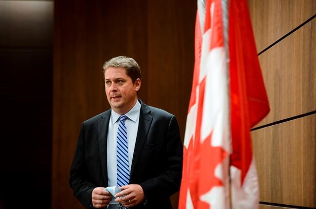 Conservative leader Andrew Scheer holds a press conference on Parliament Hill in Ottawa on Monday, July 20, 2020. THE CANADIAN PRESS/Sean Kilpatrick