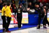Team Wild Card skip Mike McEwen, middle, reacts with teammate second Derek Samagalski as they play Team Manitoba in the championship pool at the Brier in Kingston, Ont., on Thursday, March 5, 2020. THE CANADIAN PRESS/Sean Kilpatrick