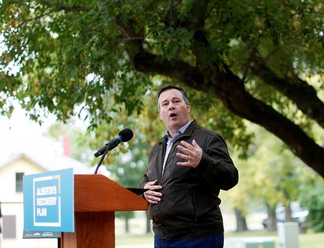 Alberta Premier Jason Kenney announces $43 million in repairs and improvements to provincial parks at a news conference in Calgary, Alta., Tuesday, Sept. 15, 2020. THE CANADIAN PRESS/Todd Korol