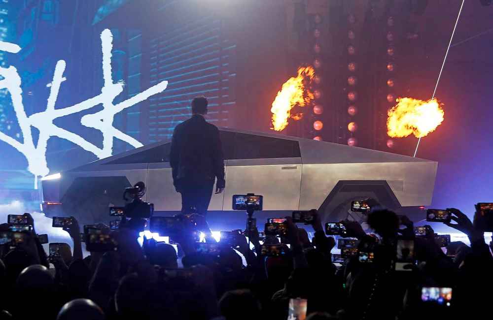 Tesla CEO Elon Musk used some pyro to introduce the Cybertruck last week. (Ringo H.W. Chiu / The Associated Press files)