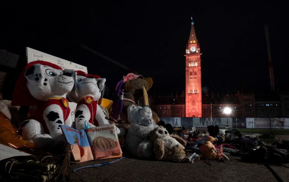 CP
The Peace tower and other government buildings in the nations capital are lit orange on the eve of the first National Day of Truth and Reconciliation, Wednesday, September 29, 2021 in Ottawa. THE CANADIAN PRESS/Adrian Wyld