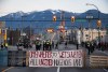 Police officers stand on the road after clearing the intersection of protesters that were blocking an entrance to the port during a demonstration in solidarity with Wet'suwet'en hereditary chiefs opposed to construction of a natural gas pipeline across their traditional territories, in Vancouver, on Monday February 10, 2020. THE CANADIAN PRESS/Darryl Dyck