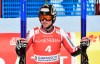 Austria's Hannes Reichelt reacts as he arrives at the finish area during an alpine ski, men's World Cup super-G race in Garmisch-Partenkirchen, Germany, Saturday, Feb. 6, 2021. (AP Photo/Marco Tacca)