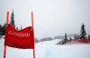 A view of the course after an alpine ski, men's World Cup super-G was cancelled due to bad weather, in Kvitfjell, Norway, Sunday, March 8, 2020. (AP Photo/Gabriele Facciotti)