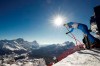 Italy's Dominik Paris prepares to start a men's downhill training, at the alpine ski World Championships, in Cortina d'Ampezzo, Italy, Friday, Feb. 12, 2021. (AP Photo/Gabriele Facciotti)