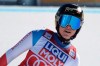 Switzerland's Lara Gut-Behrami reacts after completing an alpine ski, women's World Cup super G, in Val di Fassa, Italy, Sunday, Feb. 28, 2021. (AP Photo/Elvis Piazza)