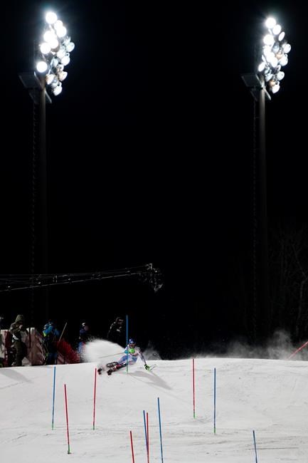 Slovakia's Petra Vlhova competes during an alpine ski, women's World Cup slalom in Flachau, Austria , Tuesday, Jan. 14, 2020. (AP Photo/Giovanni Auletta)