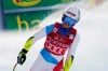 Switzerland's Corinne Suter reacts at finish line after completing an alpine ski women's World Cup Super G in Val d'Isere, France, Sunday, Dec. 20, 2020. (AP Photo/Giovanni Auletta)