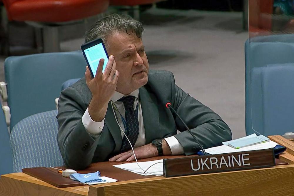 - United Nations/The Associated Press
In this image from UNTV video, Ukraine's Ambassador to the United Nations, Sergiy Kyslytsya, speaks at an emergency Security Council meeting Wednesday evening.