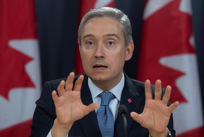 Foreign Affairs Minister Francois-Philippe Champagne responds to a question during a news conference in Ottawa, Monday, March 9, 2020. THE CANADIAN PRESS/Adrian Wyld