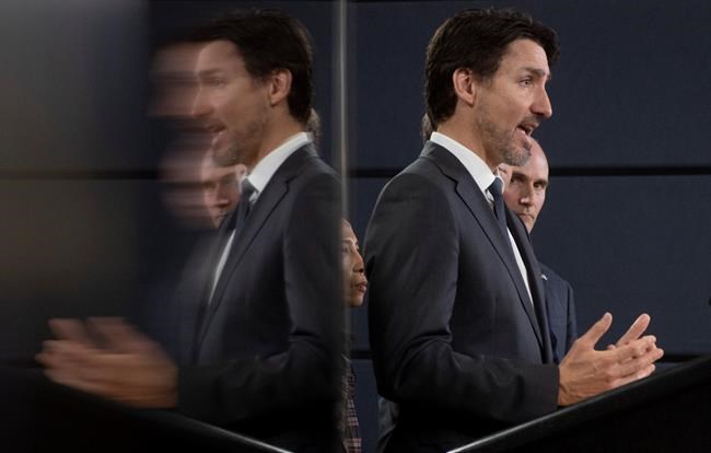 Prime Minister Justin Trudeau speaks during a news conference on the coronavirus situation, in Ottawa, Wednesday, March 11, 2020. THE CANADIAN PRESS/Adrian Wyld