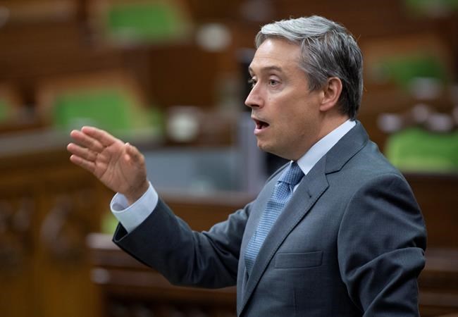 Foreign Affairs Minister Francois-Philippe Champagne rises during a sitting of the Special Committee on the COVID-19 Pandemic in the House of Commons in Ottawa, Wednesday, Aug. 12, 2020. THE CANADIAN PRESS/Adrian Wyld