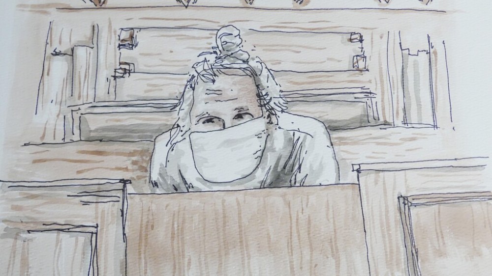 Canadian fashion mogul Peter Nygard appears in front of a judge on Tuesday in this court sketch. (James Culleton / The Canadian Press)